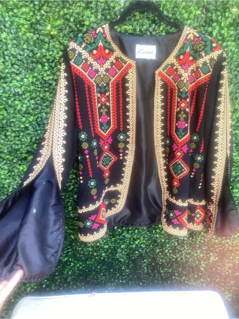 Boho embroidered cape jacket coat blazer bell angel sleeves festival 60s 70s